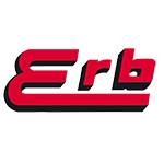 Word Erb written in red with black shadow; the bottom line of the upper case E extends across the whole world to act as an underline