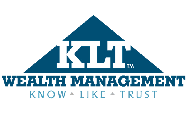 A triangle with the letters KLT in the middle, and Wealth Management placed underneath.