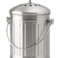 Silver kitchen composter can with rounded top